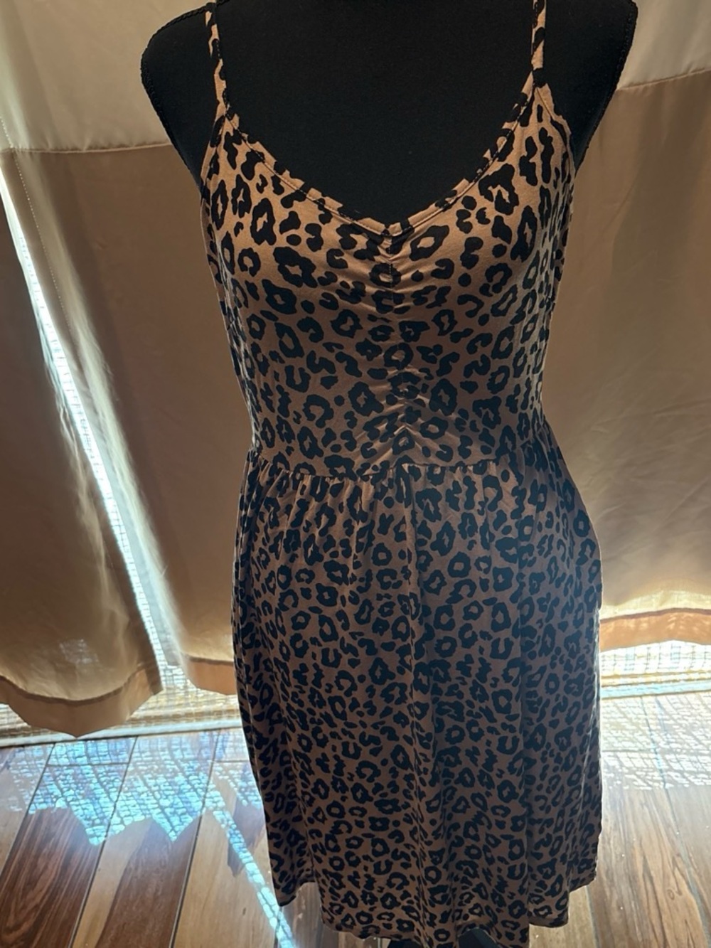 Leopard Print Slip Dress - Brown/Black